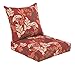 BOSSIMA Indoor and Outdoor Cushion, Comfortable Deep Seat Design, Premium 24 inch Replacement Cushion, includes Seat and Backrest, Red/Brown Floral