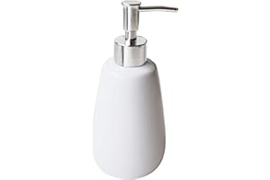 TOOZFO White Hand Soap Dispenser Ceramics Bottles with Elegant Pump Top Bathroom Empty Shampoo Bottles 10oz/300ml
