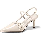 Coutgo Womens Slingback High Heels Strappy Closed Pointed Toe Pumps Ankle Strap Dress Shoes