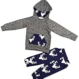 AMA(TM) Toddler Baby Girl Boy Deer Hooded Tops +Pants Outfits Clothes Set