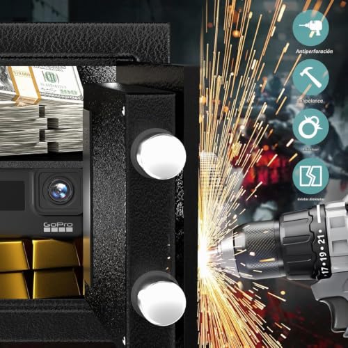 SINZUX Luxury 34L Double Compartment Safe with Digital Keypad, Security with Alarm, for Home/Office/Hotel. Protects Jewelry, Cash, Weapons and Other Goods - Includes Key