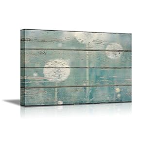 Dandelion on Vintage Wood Board Background Stretched Rustic