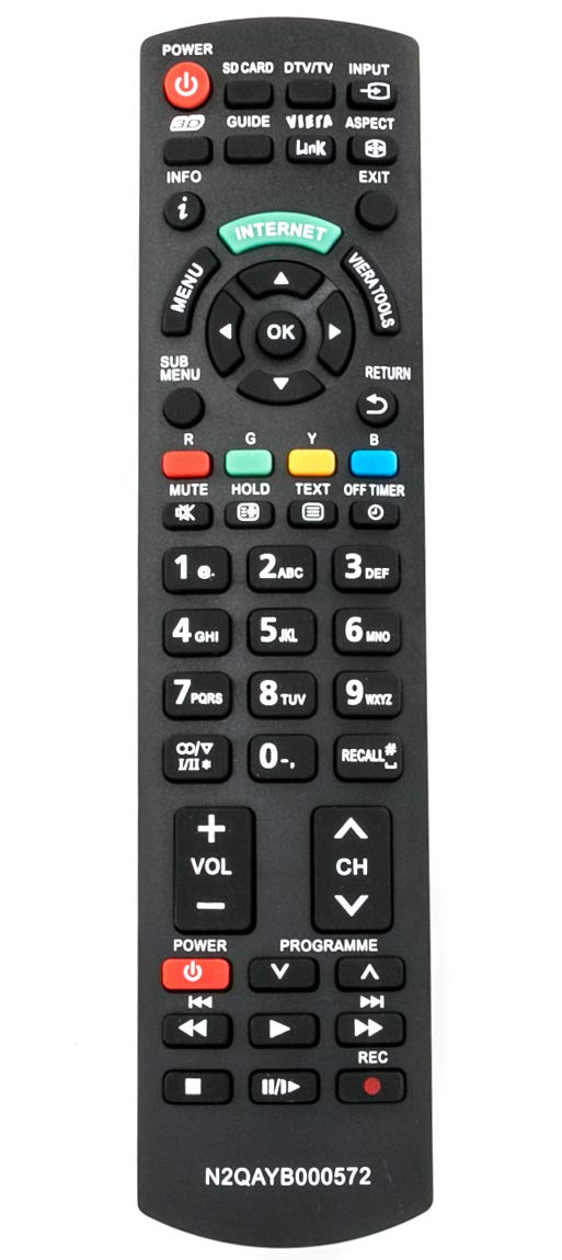 ALLIMITY N2QAYB000572 Remote Control Replaced for Panasonic Viera Plasma TV TX-L37ETF52 TX-L37ETN53 TX-L37ETS51 TX-L37ETW5 TX-L37ETX54 TX-L42ET5 TX-L42ETF52 TX-L42ETN53 TX-L42ETS51