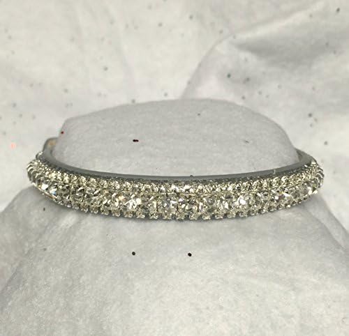 ~Elegance in Diamonds~ Crystal Diamante Rhinestone Dog Pet Collar USA (MEDIUM, ON SILVER)