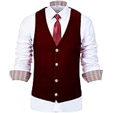 Wehilion Men's Vest Velvet Waistcoat Burgundy Suit Vest 3 Pocket Full Back Regular Fit-bg xxxl