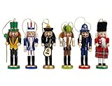 Multifit Christmas Ornament 6 Sets Nutcracker Soliders Christmas Gift Wooden Puppets