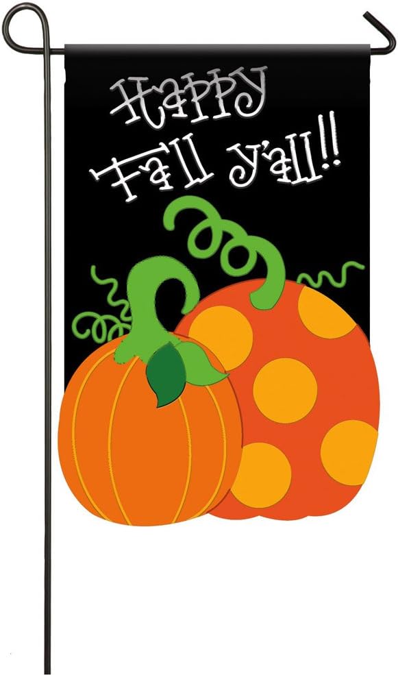 Evergreen Flag Applique Happy Fall Y'all Garden Flag, 12.5 x 18 inches