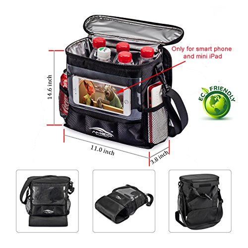 AMEIQ Seat Back Organizer for Car, Cooler with Phone iPad and Tissue Holder, Backseat Watertight Insulated Lunch Bag, Travel Picnic Storage Container (Ordinary-Oval) - Thumbnail 3