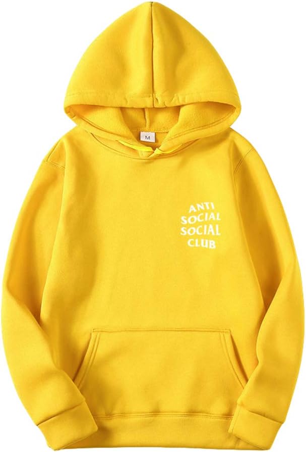 Ketamyy Mens Womens Pullover Hooded Winter Volvet Lining Casual Sweatshirts Hip Hop Kanye Anti Social Social Club Printed Hoodie Jumper Sweater with Pockets Loose Fit