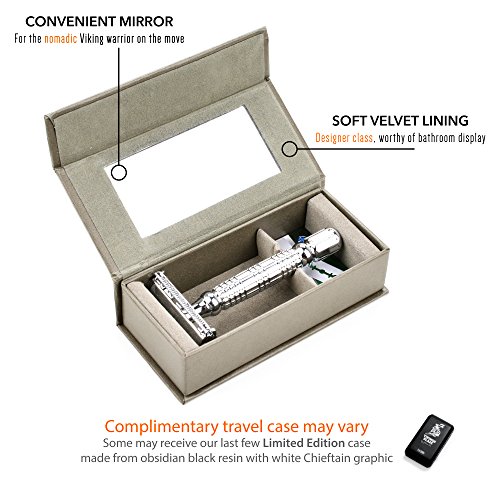 VIKINGS BLADE The Chieftain Safety Razor + 5 Swedish Platinum Super Blades + Carry Case Beauty & Personal Care, Shave & Hair Removal, Men's, Razors & Blades, Safety Razors
