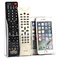 MyJell Acrylic TV Remote Control Holder Wall Mount Storage Box Media Organizer Mobile Phone Holder (Two Compartment)