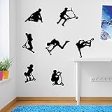 Kids Stunt Scooters, jumps, Tricks, Wall Decorations Wall Stickers Vinyl Decor Wall Art Wall Decals Wall Decal Decals Children Wall Decals