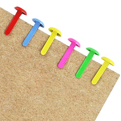Yexpress 500 Pieces 6 x 13mm Assorted Bright Color Mini Brads Round Paper Fasteners Brass Pastel Metal Brads for Scrapbooking Crafts DIY Paper