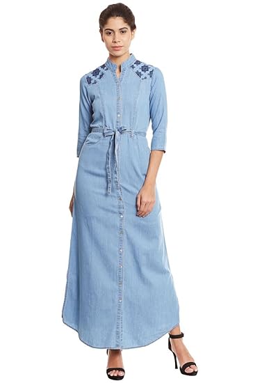 denim button down maxi dress