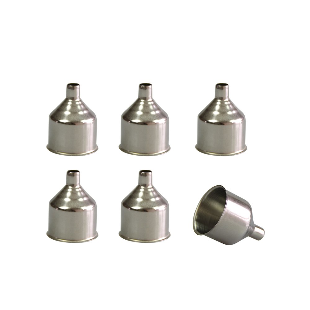 Mirenlife 6 Pcs Small Stainless Steel Funnel for Flasks