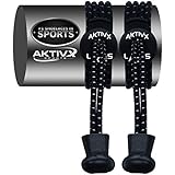 AKTIVX SPORTS Laces – No Tie Shoelaces That Lock – Replacement Elastic Shoelaces, Athletic Laces for Running Gear Accessories, Mens Womens or Kids Shoes, Fitness Exercise Equipment (Black)
