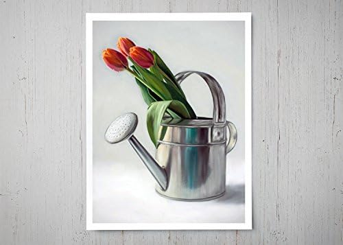 Watering Can with Tulips - Oil Painting Giclée Print