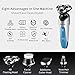 Mens Shaver, 4 in 1 Professional Electric Shaver Razor 4D Floating Rotary Shaver Beard Sideburns Hair Trimmer Nose Ear Hair Trimmer Facial Cleaning Brush Wet Dry Use Waterproof Rechargeable (Blue)