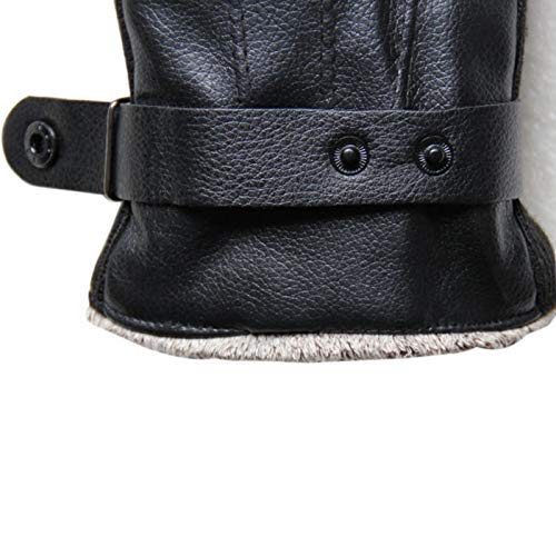 Zeeon Men\'s Gloves, Touchscreen Texting Winter PU Leather Cotton Velvet Lined Waterproof Gloves for Cycling Riding Running Skiing and Winter Outdoor Activities