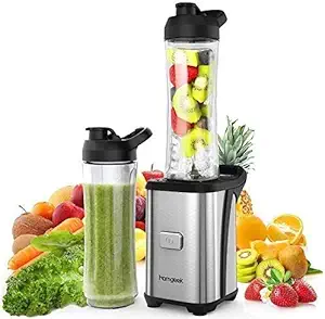 homgeek Personal Blender, 300W Portable Mini Blender for Shakes and Smoothies, Single Serve Small Smoothie Blender with 2 BPA-Free 20oz Travel Bottles