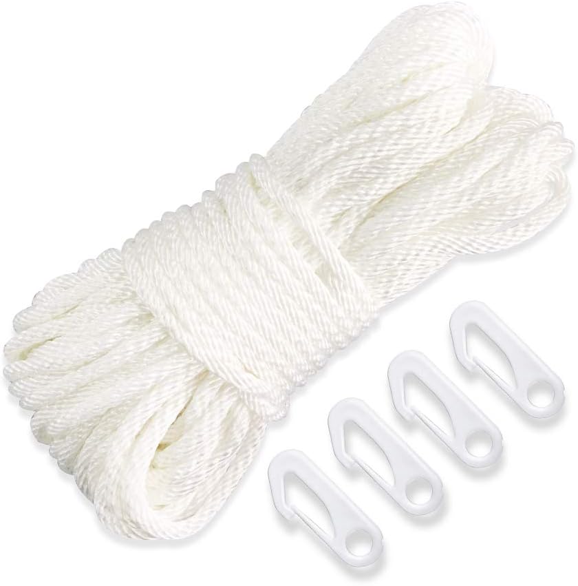 NQ 80 Feet x 1/4" Flag Pole Halyard Rope with 4 Pieces Nylon Flag Pole