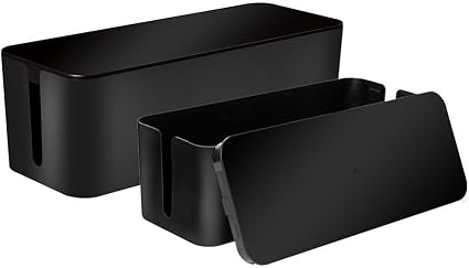 Set Of 2 Cable Management Box Cord Organizer Large Storage Holder For Desk Tv Computer Usb