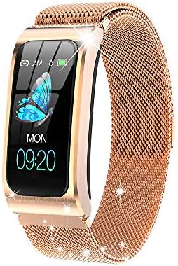スマートウォッチ IP68防水 スマートブレスレット 腕時計 消費カロリー 電話/Line/Twitter/SMS通知 生理周期管理 歩数計 万歩計 目覚まし時計 長座注意 iphone & android対応 (Gold)