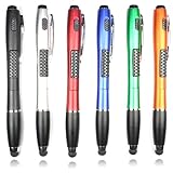 Stylus Pen [6 Pcs], 3-in-1 Multi-Function Touch Screen Pen (Stylus + Ballpoint Pen + LED Flashlight) for Smartphones Tablets iPad iPhone Samsung etc