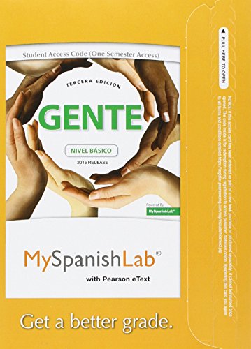 Download MySpanishLab with Pearson eText -- Access Card -- for Gente: nivel básico, 2015 Release (One Semester) (3rd Edition)