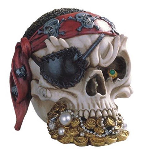 StealStreet SS-G-44015 Pirate Skull Head with Treasure Collectible Figurine Statue Decoration - //coolthings.us