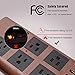 SUPERDANNY 10ft 15A Power Strip, 6 Outlets 4 USB Ports Surge Protector with 14AWG Extension Cord, Angle Flat Plug Adjustable Voltage 110V-240V for Kitchen Office Home Gaming Room,Brown