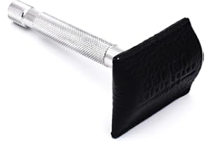 PARKER SAFETY RAZOR Parker Genuine Leather Safety Razor Travel Sheath – Black-Buffalo Leather, Hand‑Stitched Protection Sleeve for DE/Butterfly/3‑Piece Razors