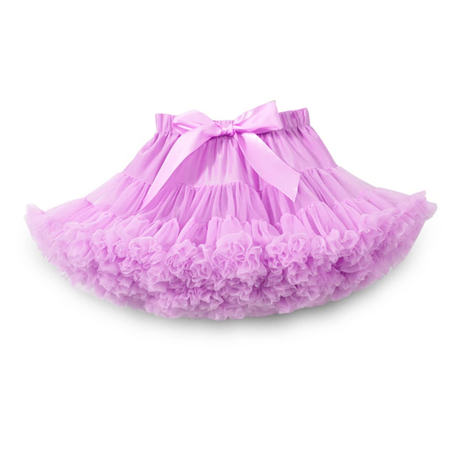Discoball Girls Tutu Skirt Layered Ruffle Tulle Mini Ballet Skirt Princess Pettiskirt Ballet Dance Dress Daily Wear Costumes for 3-7 Years Girls (Lavender)