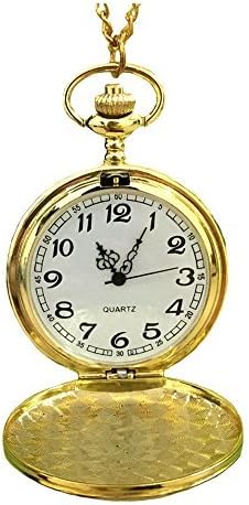 ASIDIY Classic Smooth Full Hunter Pocket Watch With 31.5" Chain (Golden)