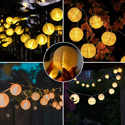 Lezonic Solar Lichterkette Lampion Außen, 8 Meter 30 LED Laternen 8 Modi Wasserdicht Solar Beleuchtung für Garten… – Bild 6