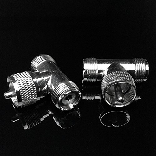 CESS Adapter UHF Male PL-259 to Dual Female SO-239 Jack RF Splitter - UHF Male to Dual UHF Female (2 Pack) - Thumbnail 3