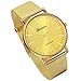 Men's Luxury Gold Tone Simple Design Japan Quartz Watch with Adjustable Milanese Loop Woven Stainless Steel Mesh Band