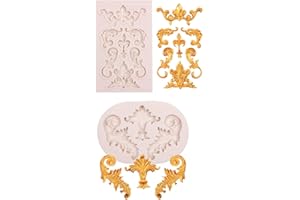 3pcs Silicone Craft Molds, Border Decorative Baroque Scroll Pattern Silicone Molds for Crafting Polymer Clay Fondant Chocolat