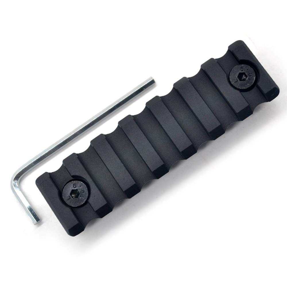 Trirock Universal 7 slots(2.95 Inch) picatinny rail section with dual interface compatible of both KeyMod and M-LOK handguard rail system- Black