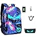 Lmeison Anime Cartoon Luminous Backpack with USB Charging Port and Lock &Pencil Case Daypack Shoulder Rucksack Laptop Bag (SkyBlue-Emo)