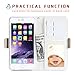 iPhone 6S Case, FYY [Top-Notch Series] Premium PU Leather Wallet Case with Photo Slot, Card Slots, Note Holder, Coin Pocket and Hand Strap for iPhone 6S Gold + Flower