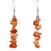 KVANU Handmade Bohemian Nature Stone Tassel Dangle Drop Earrings Colorful Crystal Turquoise Hook Earring for Women Statement Jewelry Gifts