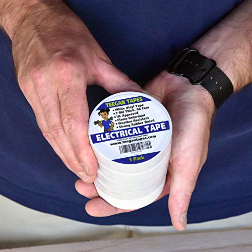 White Electrical Tape Vinyl Electric Tape (5 Pack) 7 mil Thick Vinyl Tape 3/4 Inch Wide 66