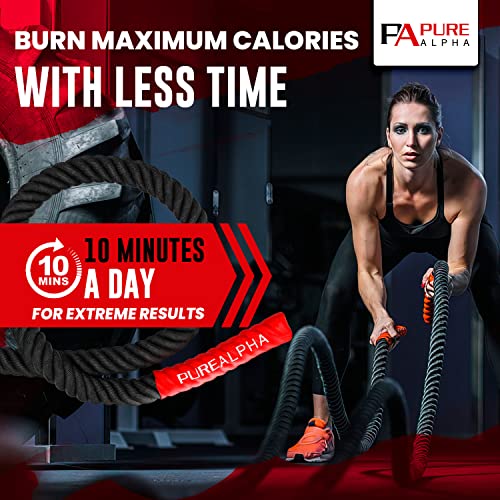 GYMAX 9m/12m/15m Battle Rope, 35mm Strength Training Exercise Ropes With Anchor Strap Kit And Protective Sleeve, Dacron Fitness Workout Battling Ropes For Home Gym (15