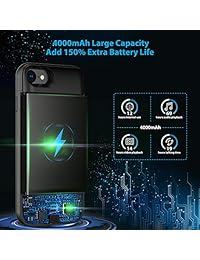 Funda de batería para iPhone 6 6S, 4000 mAh portátil funda de carga protectora compatible con iPhone 6   6S (4,7 pulgadas) batería recargable extendida funda cargador