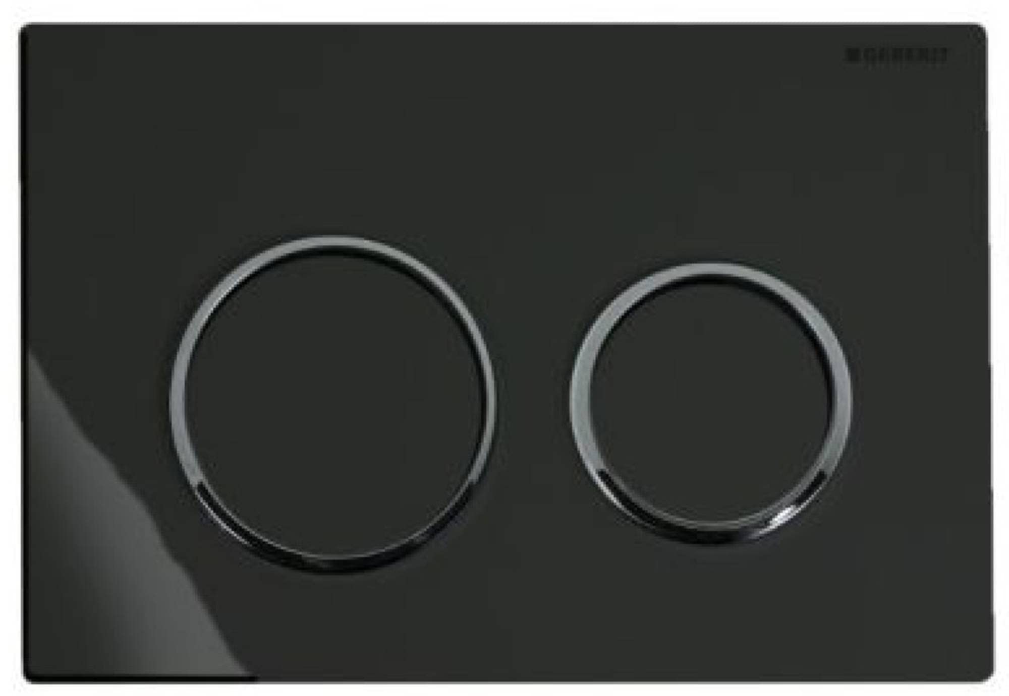 Geberit Cover Plate Omega 20, 115.085.KM.1, 2 Dual Flush, Black/Polished Chrome Alloy Finish