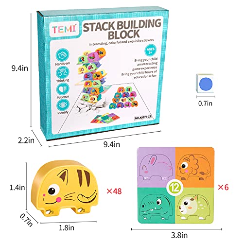 TEMI Elephant Balancing Stacking Blocks Board Game for Kids Alphabet
