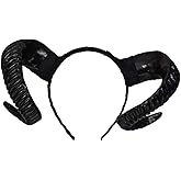 NUOBESTY Black Sheep Horn Headband Devil Demon Horns Headband for Halloween Costume Cosplay Photo Props (Black)