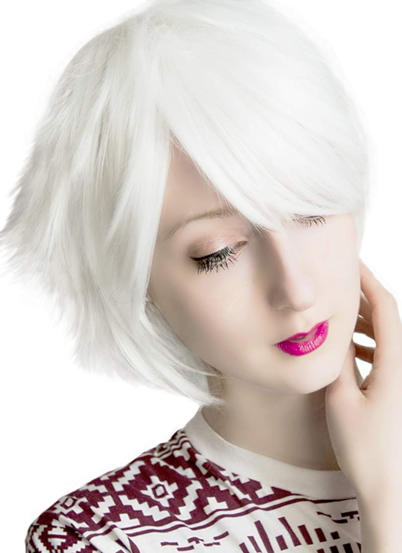 Prettyland C185 - Death Note Near Carnival White Layered Short Hair Wig
