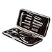 Queentools 11pcs Stainless Steel Nail Clipper Set Manicure Pedicure Set Grooming Kit with a Brown PU Leather Case for Tools